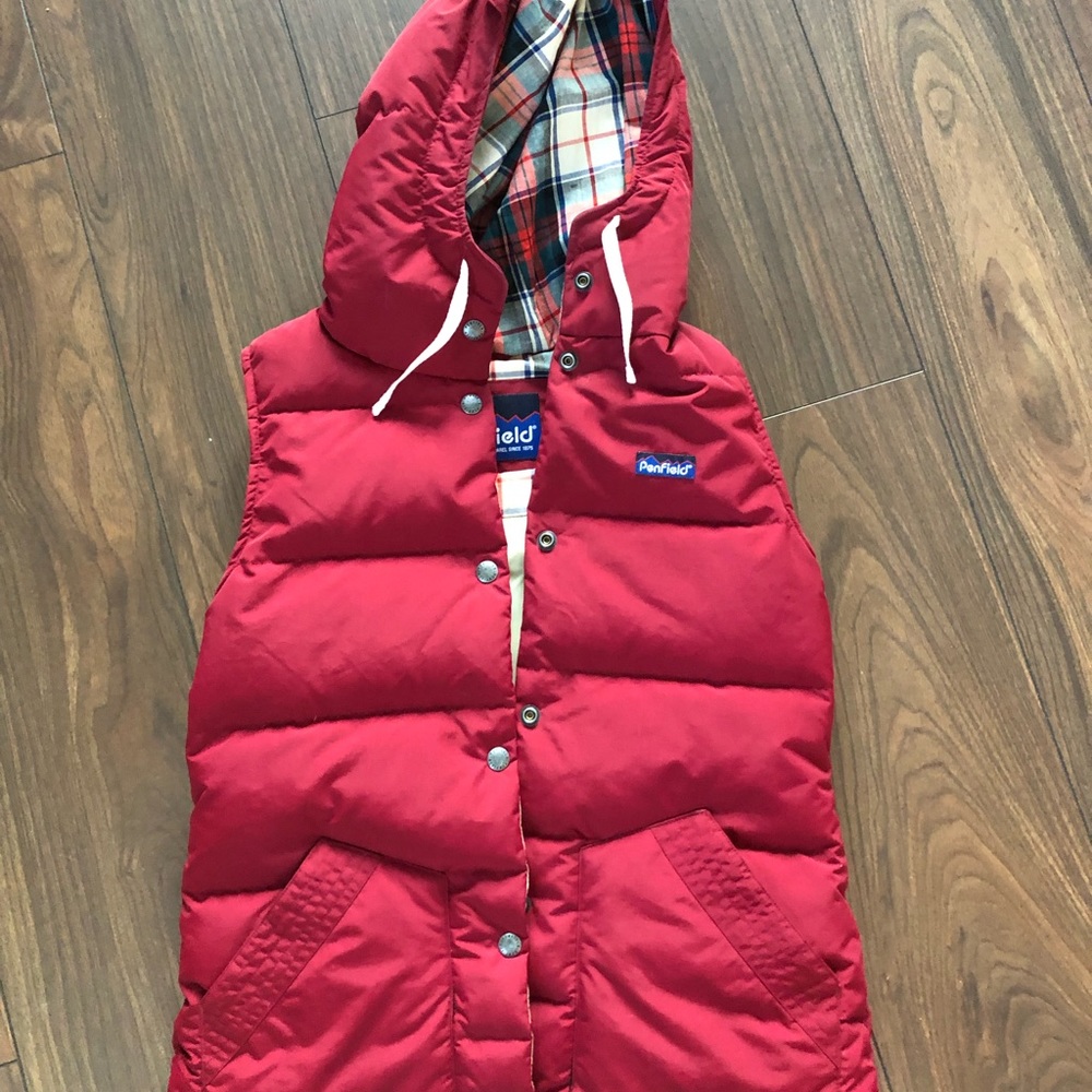 Penfield down vest with hood.